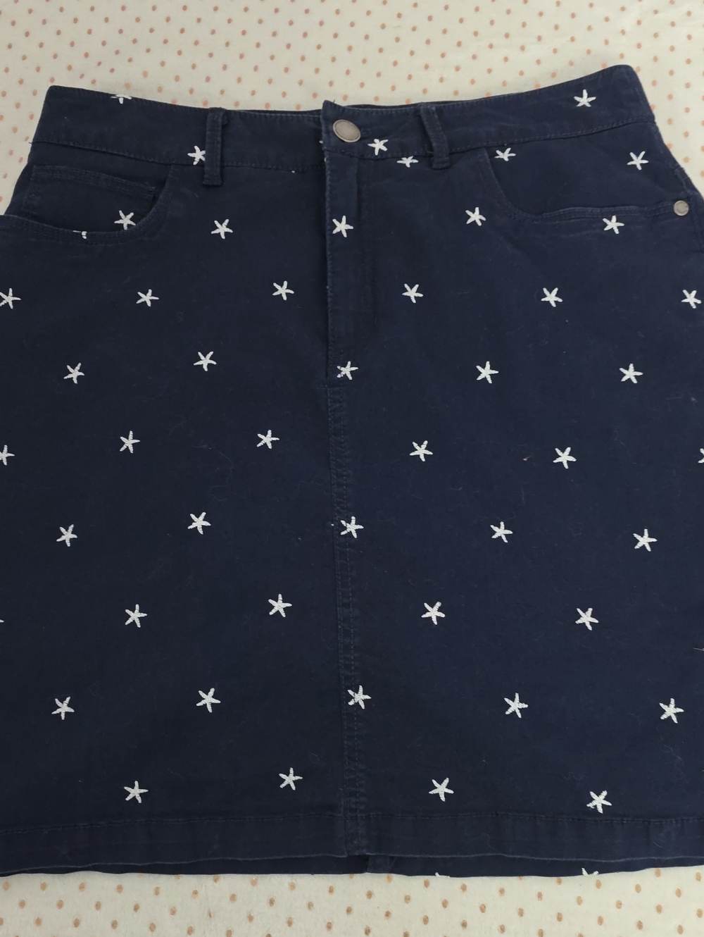 Croft & Barrow Navy Embroidered Star Mini Skirt Stretch Size 4